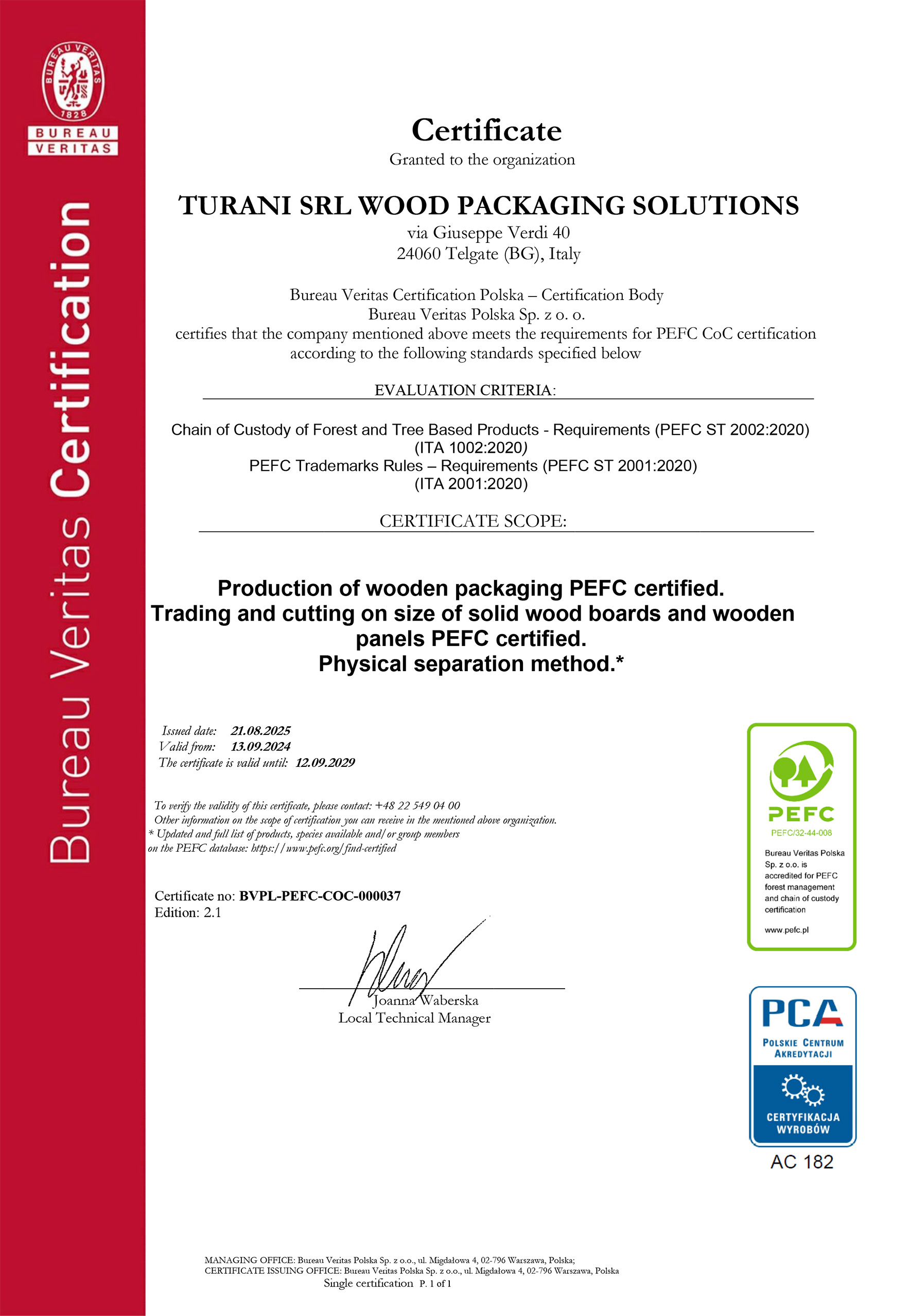 Certificato PEFC